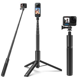 Wiseten Selfie Stick Tripod for GoPro Insta360, 120 cm Monopod Extendable Selfie Stick Tripod Accessory for GoPro Hero 13/12/11/10/9/8 Black Insta360 X5 X4 X3 One X2/RS DJI Osmo Pocket 3/4