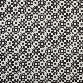 Kt KILOtela - Printed Linen Fabric Decoration Tapestry Cushion Curtains Bedspreads Bags Tablecloths 100cm Length x 280cm Width Mosaic Berlin Black - 1 Metre