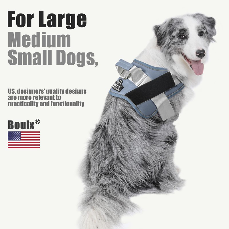 Bolux Dog Harness, No-Pull Reflective Dog Vest, Breathable Adjustable Pet
