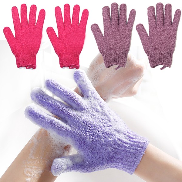 2 Pair Exfoliating Body Gloves Bath Scrub Wash Mitts Skin Massage Sponge Towel Deep Cleansing Dead Skin Brush Scrub Luxury Spa Heavy Loofah With Lanyard Scrubber (green), onesize