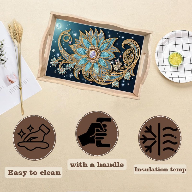SHLUHA Diamond Art Kits for Adults Wooden Serving Trays with