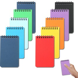 10 PCS A7 Pocket Notebook, 7.6x12.7cm Top Spiral Memo Pads Wirebound Small Steno PadLined Bulk Note Pads Bright Pressboard Cover Assorted Colors for School Office Travel Note Taking Journaling