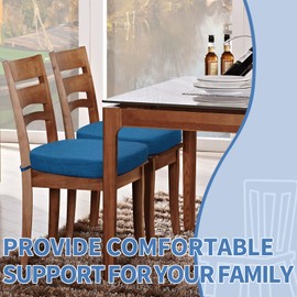 BUYUE Original Linen Thickened 2.5" Dining Chair Cushions Set of 4, U-Shape High Density Foam Comfortable Chair Pads for Kitchen, Slip Resistant Indoor Seat Cushions (4 PCS, Dark Blue)