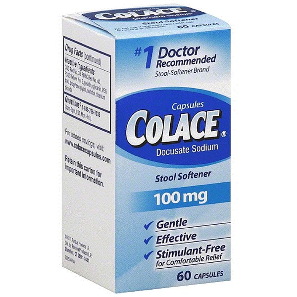 Colace Stool Softner 100 mg Capsules 60 ea (Pack of