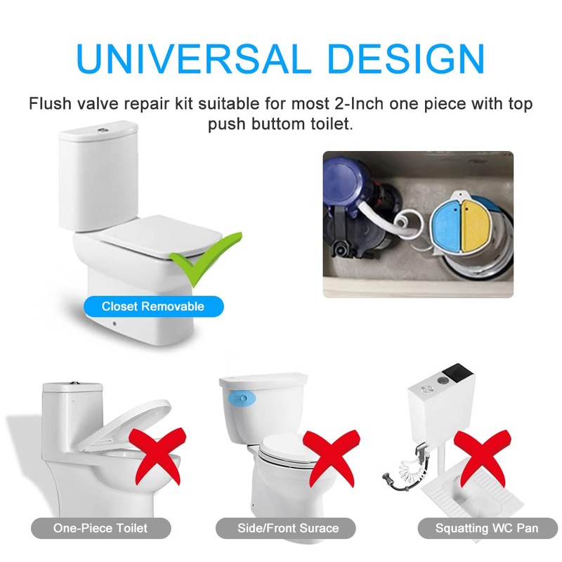 Toilet Flush Valves 2-Inch Dual Flush Valve Replacement Kit for