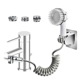 HO2ME Handheld Shower Sink-Faucet, Shower Head Attachment with 79'' Hose for Hair Washing/Pet Washing/Sink Cleaning, with Brass Faucet Aerator Switch, with 3 Brass Adaptors to Fits Most Faucets