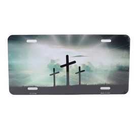 Inspirational Deluxe License Plate - Crosses in The Sun | Universal Car License Plate-Auto Tag | Rust-Proof, Weather-Proof | Durable, Heavy Gauge Embossed Aluminum | Enamel Finish | Made in The USA