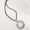 Douxsu Black Leather Rope Silver Circle Necklace for Women (Silver)