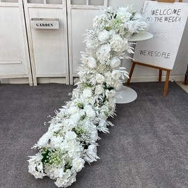 Lucky flower Camino de 1 m / 3 pies Hilera de Flores Flores Artificiales para Centro de Mesa Decoración de Boda Mezcla de Flores Telón de Fondo Arcos de Pared Decoración (A10)