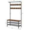VASAGLE DAINTREE 3-in-1 Entryway Coat Rack and Storage Bench, Pipe