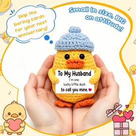 Fathers Day Presents for Husband from Wife – Crochet Duck Romantic Gift for Husband Birthday Anniversary Valentines Day Christmas