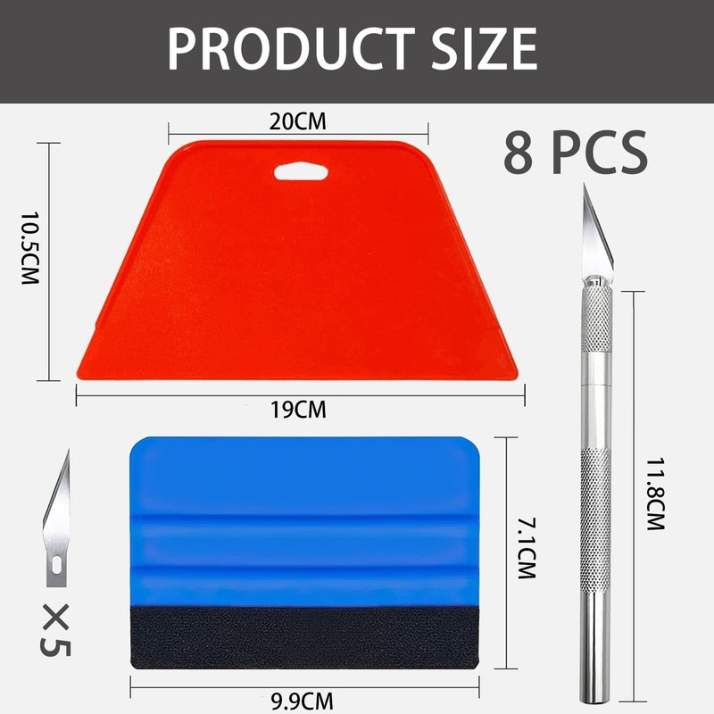8 PCS Vinyl Wrap Tools, Car Vinyl Wrap Squeegee Smoothing