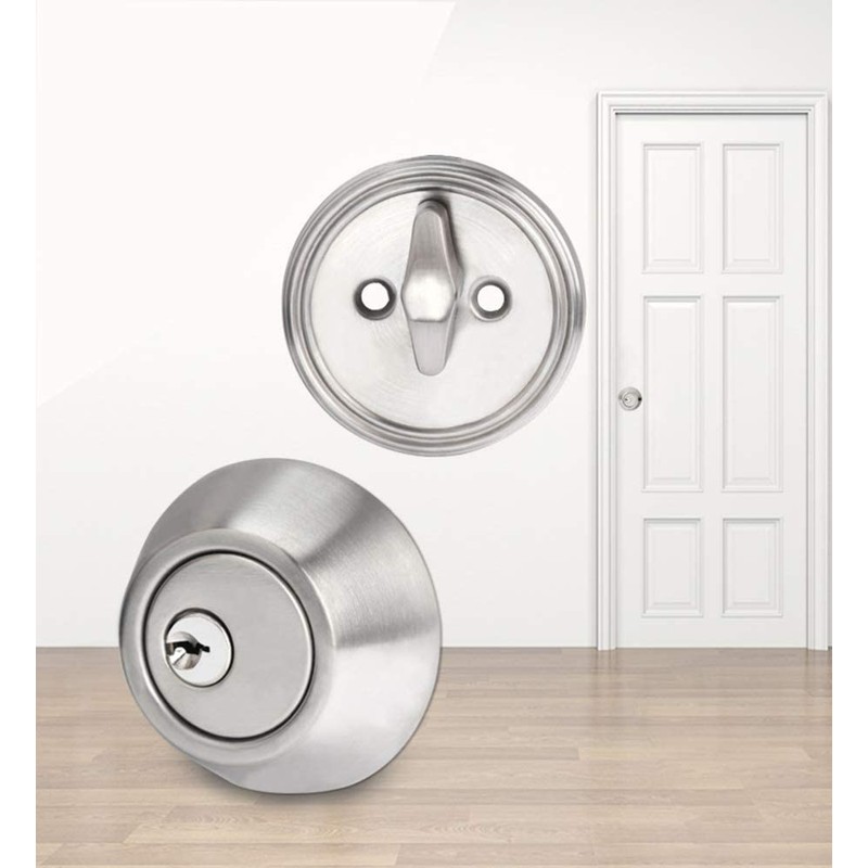 Classic Combo Door Lock, Satin Nickel Key Double Cylinder Deadbolt