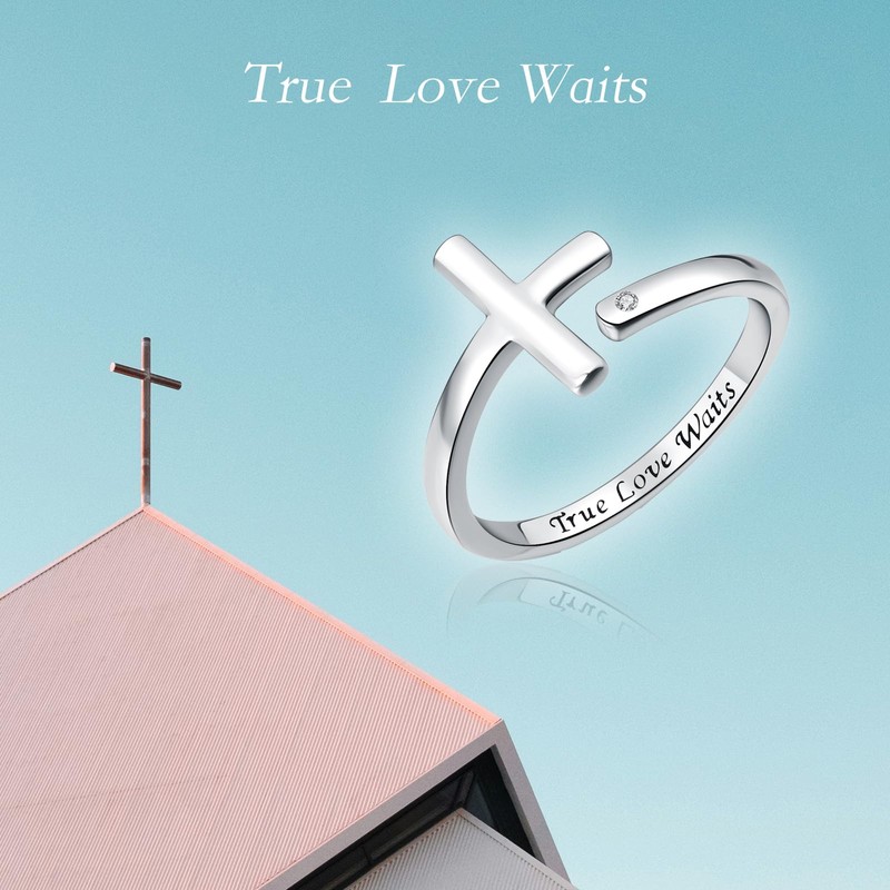 CCWPXX True Love Wait 14K White Gold Plated Ring with