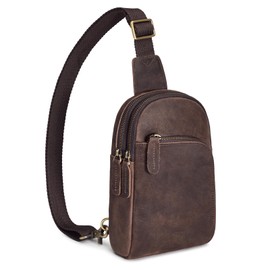 S-ZONE Sling Bag for Women, Genuine Leather Fanny Packs RFID Blocking Crossbody Chest Bags, Gifts for Women Men