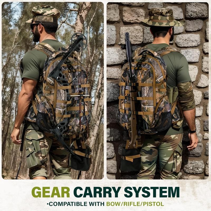 600D Waterproof Hunting Backpack for Men,Camo Hunting Pack with Bow