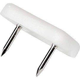 AdsammÂ® / 32 x Glides in plastic with nail | 0,71'' x 1,18'' (18x30 mm) | white | angular | Premium quality furniture sliders with nail by AdsammÂ®