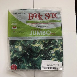 Book Sox Transitional  Green Swirl Stretch Fabric Book Sox Cover Jumbo Size