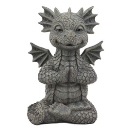 Ebros Gift Mini Zen Meditating Yoga Namaste Dragon Statue in Faux Stone Resin Finish 5" Tall Decor Figurine Zen Dragons and Dungeons As Fairy Garden Accessory Decorative Collectible Sculpture