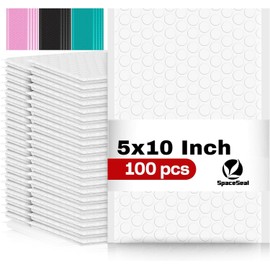 SPACE SEAL® White Bubble Mailer 5x10 IN (Usable Size) - 100 Pcs - Water Resistant Bubble Envelope for Shipping Packages - Self Adhesive Mailing Envelopes, Bubble Padded for Secure Shipping