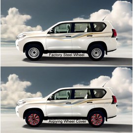 Hubcaps Wheel Cover Replacement R17 Size Hub Cap Universal Steel Wheels Rim Tire Covers ABS Material Exterior Accessories for Most Car Truck SUV -Set of 4（17-inch，Red-Black）