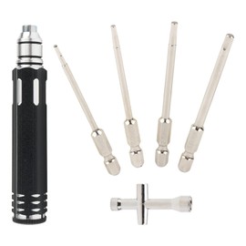 Rchobbytop RC Tool Kit 4 In 1 Hex Screwdriver Kit & Mini 4-Way Cross Wrench, 1.5mm 2.0mm 2.5mm 3.0mm Hex Screw Driver Bits For RC Cars Helicopter Boat Drone Models