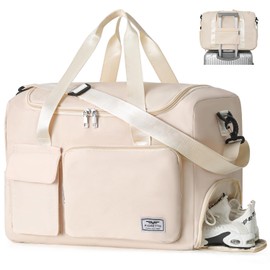 FIORETTO for Easyjet Airlines Cabin Bag 45x36x20 Underseat Travel Duffle Bag Holdall Tote Carry on Luggage Holdall for Women and Men with Shoulder Strap Beige