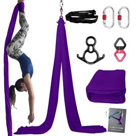 PRIOR FITNESS 20 Yards Aerial Yoga Silks Starter Kit Colorful Hammock Set with Hardware & Guide for All Levels of Aerial Yoga Practice and Acrobatic Flying For Adults