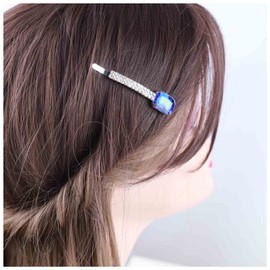 Allereyae Rhinestone Wedding Hair Pins Barrette Crystal Hair Barrette Clip CZ Bling Bridal Headpieces Decorative Head Clip Headwear Bridal Hair Accessories