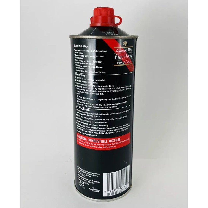 Johnson Wax Fine Wood Floor Care Buffing Wax, Cleans And