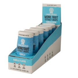 Lakanto Monk Fruit Extract Drops Liquid Sweetener - Zero Calorie, Zero Sugar, Keto Drink Sweetener, Sugar Substitute, On the Go, Tea, Coffee, Smoothies - Vanilla 1.76 Fl Oz (Pack of 6)