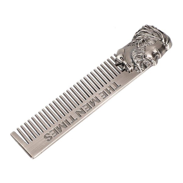 Pocket Beard Comb for Men, Professional Hairdressing Comb Stainless Steel Comb Beard Styling Mustache Shaping Template Tool