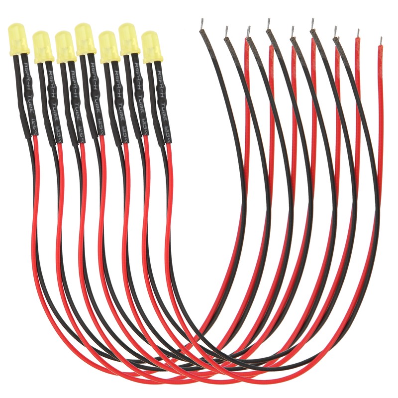 100pcs 12V Clear 5mm Prewired Light Emitting Diodes with 20cm