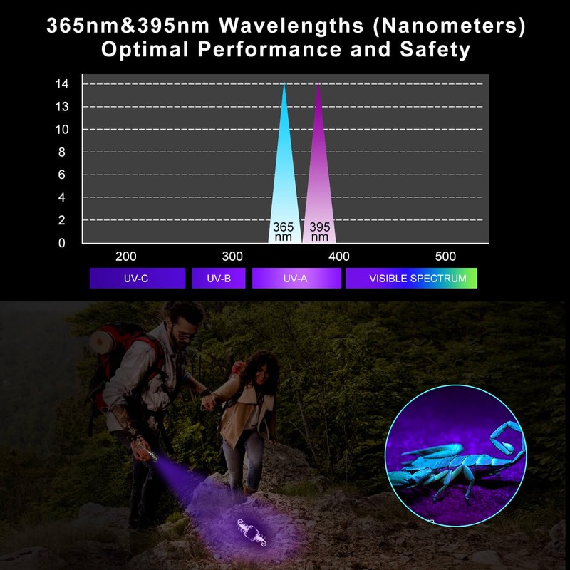 Acisa UV Blacklight Flashlight - 365nm and 395nm Black Light