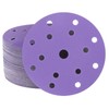 Schleifscheiben, 150 mm, 50 Stück, lila Folienschleifscheiben, 15 Löcher, 6