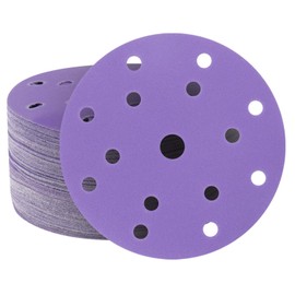 Schleifscheiben, 150 mm, 50 Stück, lila Folienschleifscheiben, 15 Löcher, 6 Zoll, Schleifpapier aus Keramik, Körnung 180, für Auto und Holzbearbeitung