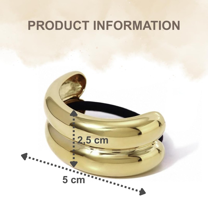 Set of 2 Elegant Hair Cuffs with Scrunchie - Gold