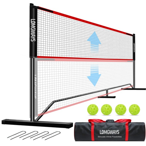 LOMGWAYS Pickleball Badminton Net - 20FT Adjustable Portable Pickleball Net