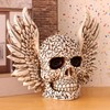 Skull Statue Butterflies Pattern Handcraft Exquisite Skeleton Head Statue with