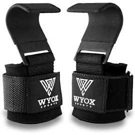 Professional Lifting Straps and Heavy Duty Hooks | 7mm Think Neoprene Padded Wrist Wraps for Weightlifting Support & Grip - Ideal Gym Gloves for Men Women PAIR - Black