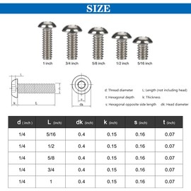 Profiwoab 1/4 inch Camera Screws 304 Stainless Steel Hex Threaded Screws, 25pcs Threaded Screws with a Small Wrench