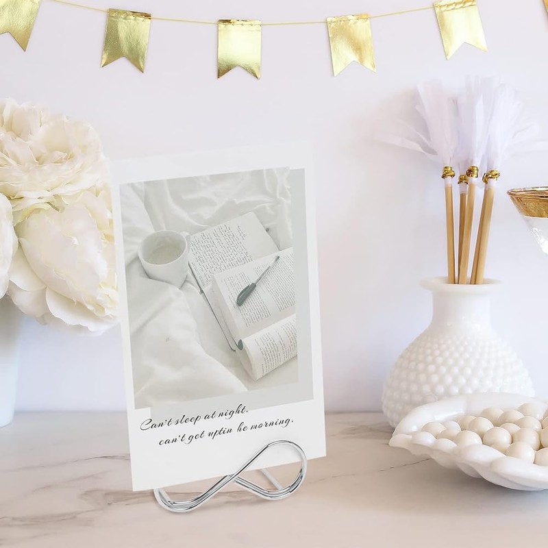 Pack of 15 Card Holders Table Metal Card Stands, Silver