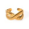Dikixe Minimalist Textured Twist Chunky Statement Ring,Gold Plated Stainless Steel