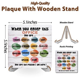 Positive Therapy Office Desk Decor Wooden Plaque with Wood Stand Mental Health School Counselor Office Decor Sign Cubicle Decor Wood Sign Rustic Home Table Shelf Psychologist Therapist Coworker Gifts