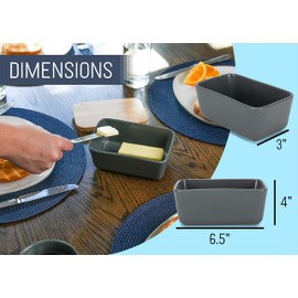 Nat & Jules Ceramic Stoneware 1/2 Pound, 2 Sticks Butter Dish with Airtight Bamboo Lid, Kitchen Accessory, Container Holder, Refrigerator Storage and Countertop Organization, Matte Grey