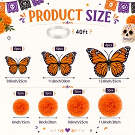 Yinder 25 Pcs Large Monarch Butterfly Decorations 3 Sizes Orange Butterfly