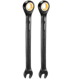 HARFINGTON 2Pcs Ratcheting Wrench 10mm Metric Open End Wrench 72-Teeth CR-V Steel 12 Point Nickel Plated Combination Ratchet Wrench for Fasteners Nut Bolt