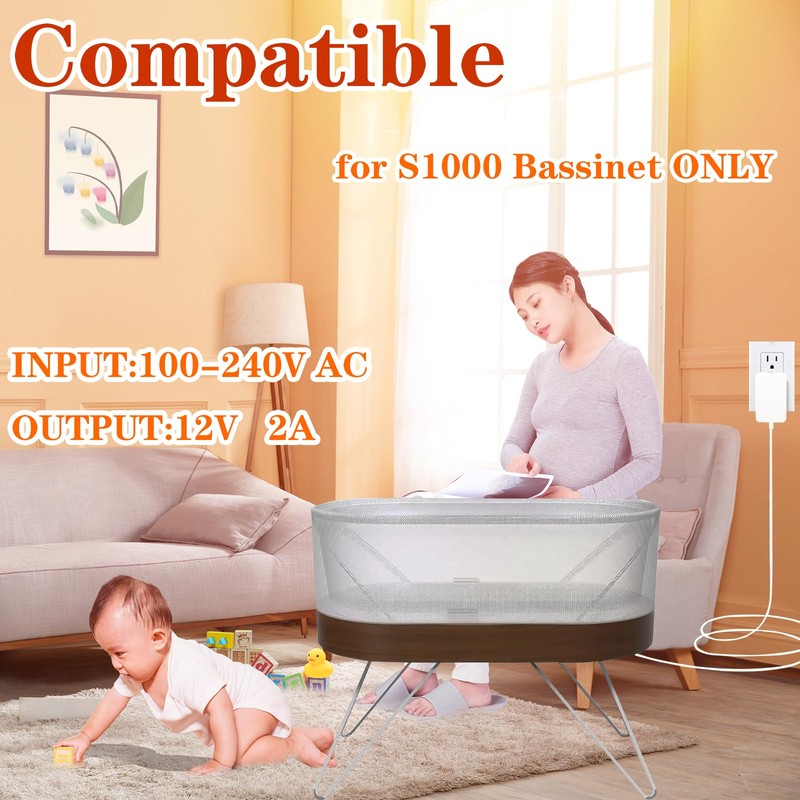 for Snoo Replacement Cord，12V 2A Adapter Charger Compatible with Happiest