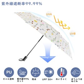 折りたたみ傘 日傘 UVカット100％遮光 傘 日傘 晴雨兼用 折り畳み傘 軽量 手動開閉 折りたたみ UVカット 遮熱 紫外線遮断 8本骨 コンパクト 傘 収納ポーチ付き (蝶の花)