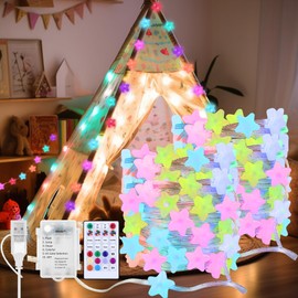 osteplus Fairy Lights Color Changing 16.5FT String Lights with Remote, 2-Pack Mini Star LED Twinkle Lights USB Plug or Battery Powered for Indoor Outdoor Waterproof Party Garden Decoration